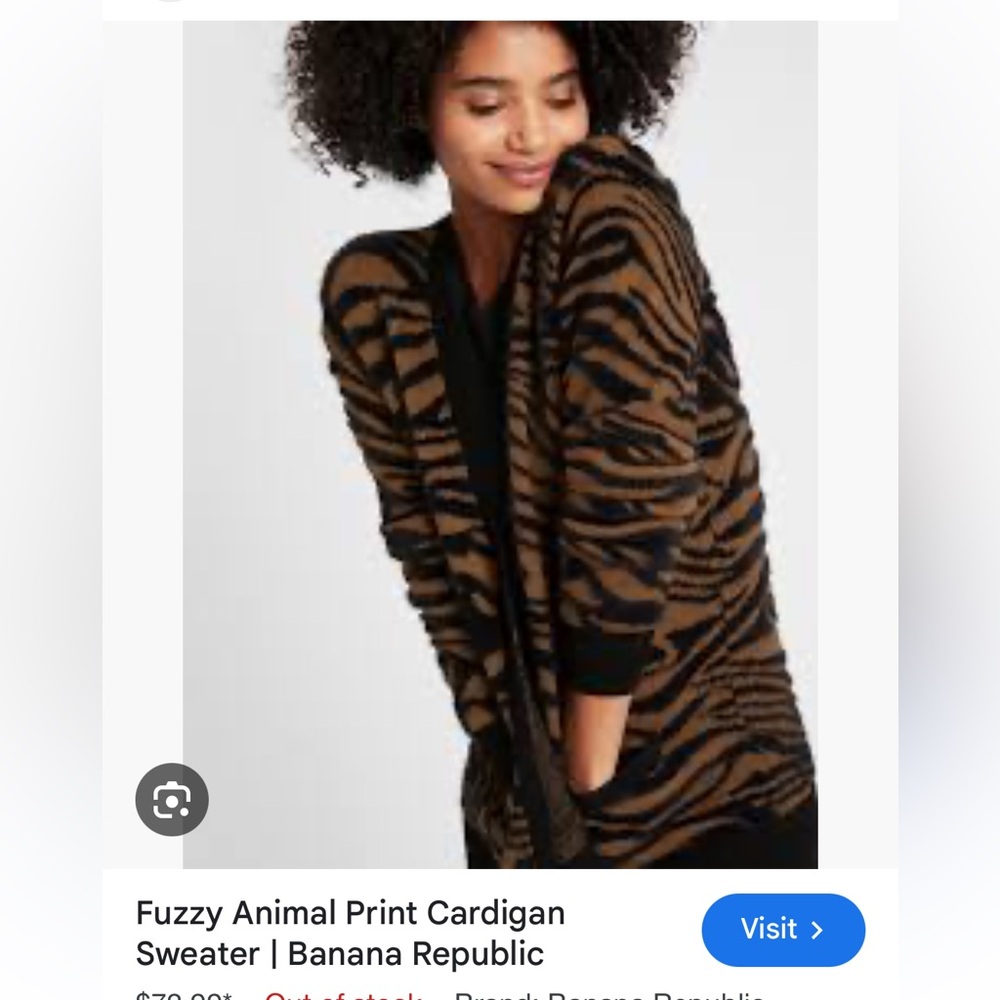 Banana Republic Animal Print Cardigan Sweater-Brown/Black-Size S